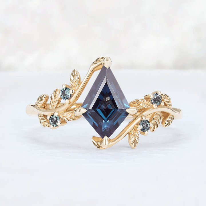 Nature Inspired Kite Cut Alexandrite Vine Gemstone Ring