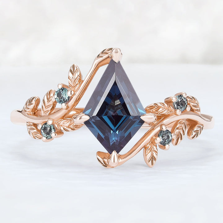 Nature Inspired Kite Cut Alexandrite Vine Gemstone Ring