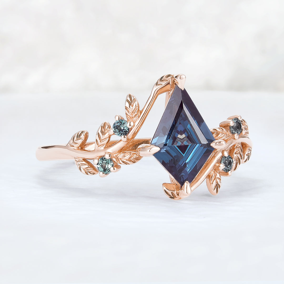 Nature Inspired Kite Cut Alexandrite Vine Gemstone Ring