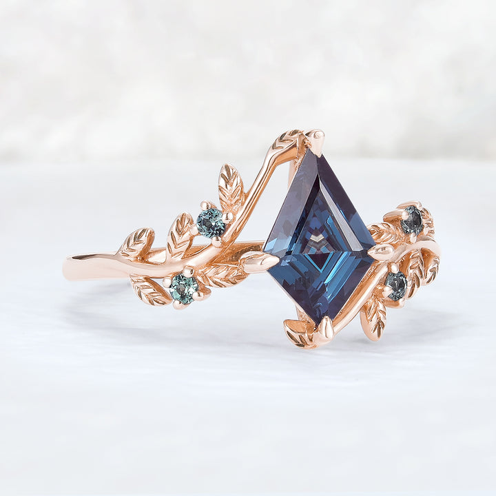 Nature Inspired Kite Cut Alexandrite Vine Gemstone Ring