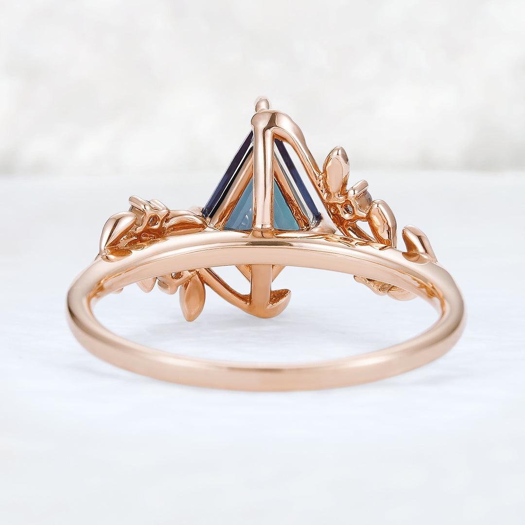 Nature Inspired Kite Cut Alexandrite Vine Gemstone Ring