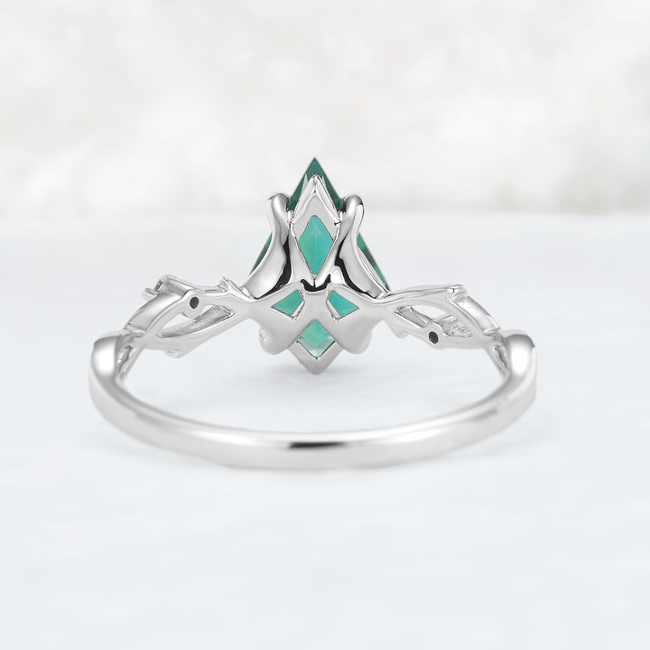 Nature Inspired Kite Cut Emerald Vine Engagement Ring