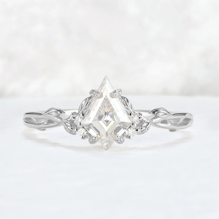 Nature Inspired Kite Cut Moissanite Leaf Gemstone Ring