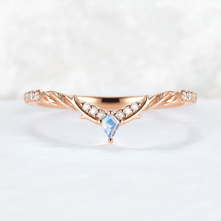 Nature Inspired Kite Cut Moonstone Twig 'Antlers' Stacking Ring