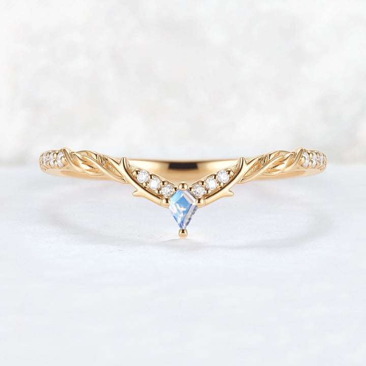 Nature Inspired Kite Cut Moonstone Twig 'Antlers' Stacking Ring