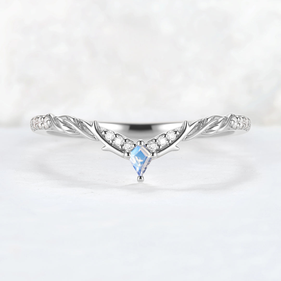 Nature Inspired Kite Cut Moonstone Twig 'Antlers' Stacking Ring