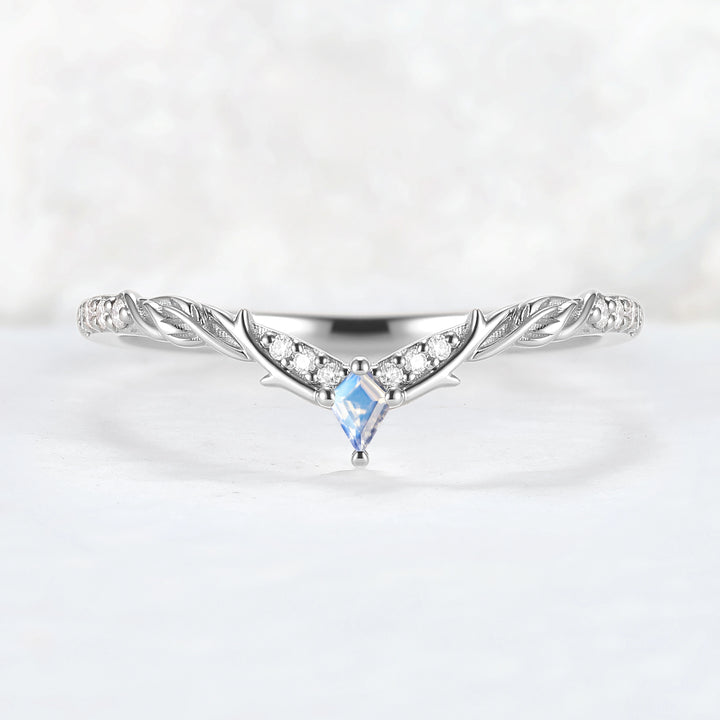 Nature Inspired Kite Cut Moonstone Twig 'Antlers' Stacking Ring