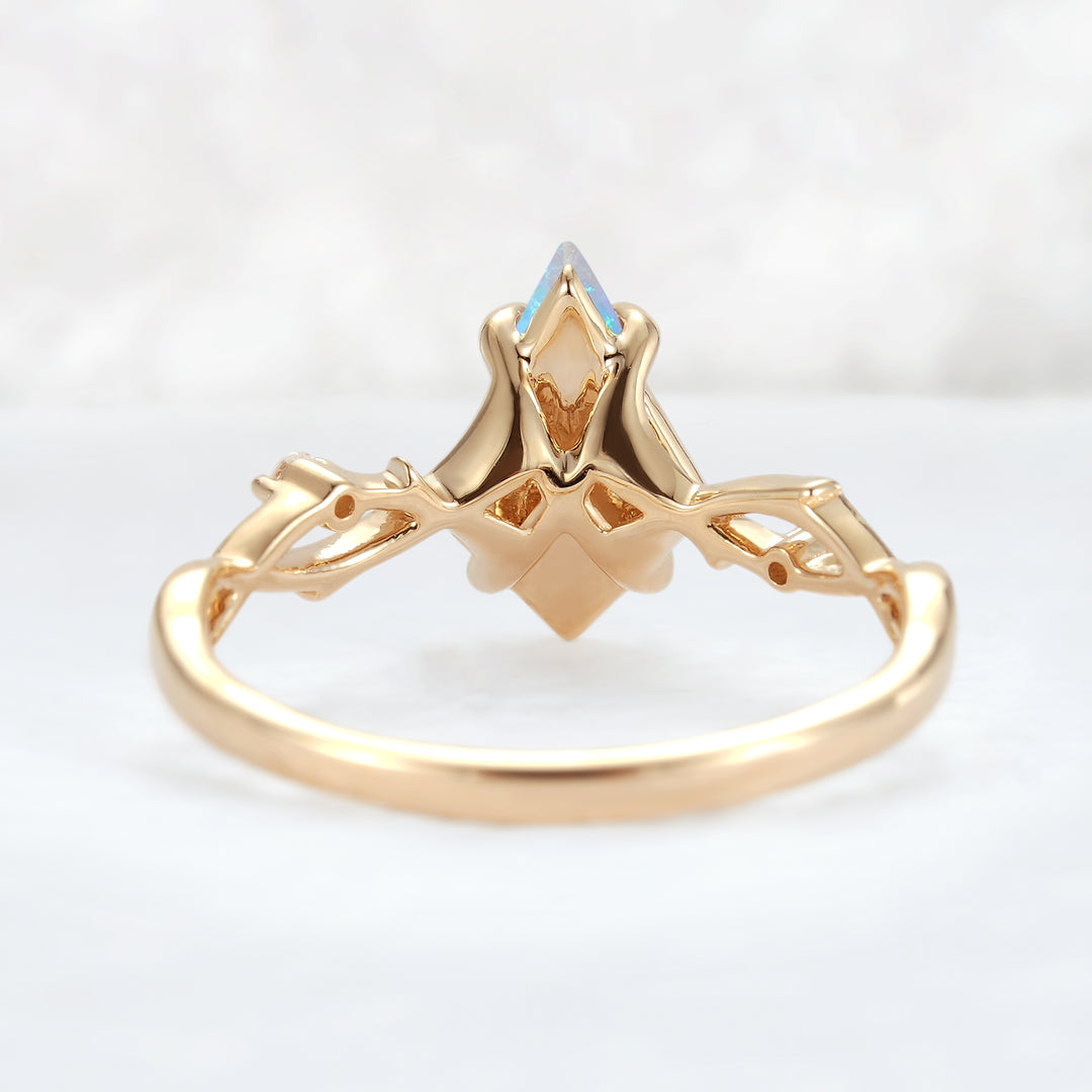 Nature Inspired Kite Cut Natural Opal Vine Engagement Ring - Iver Jewelry
