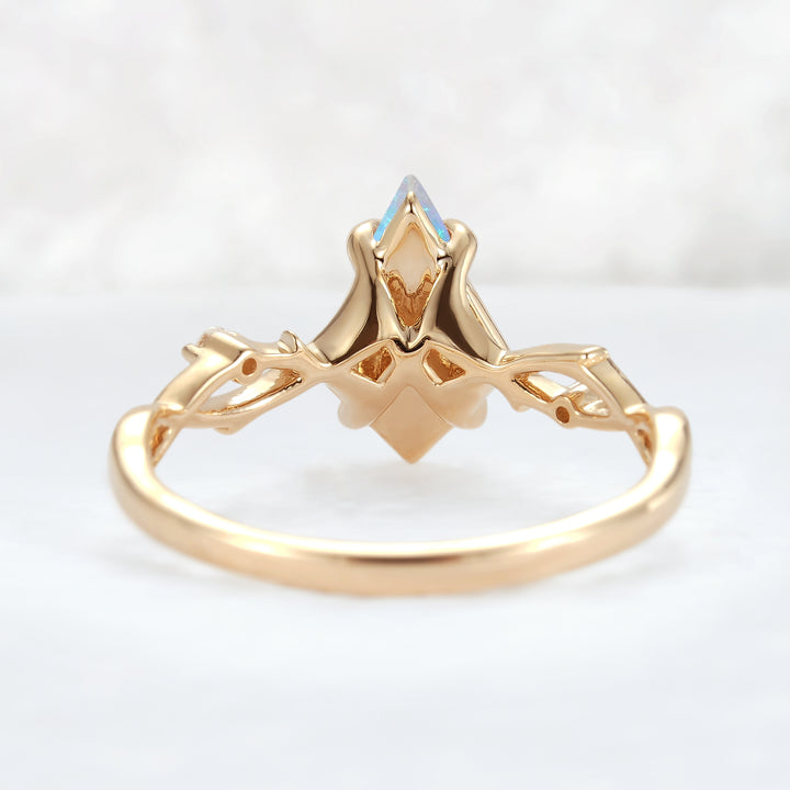 Nature Inspired Kite Cut Natural Opal Vine Engagement Ring - Iver Jewelry