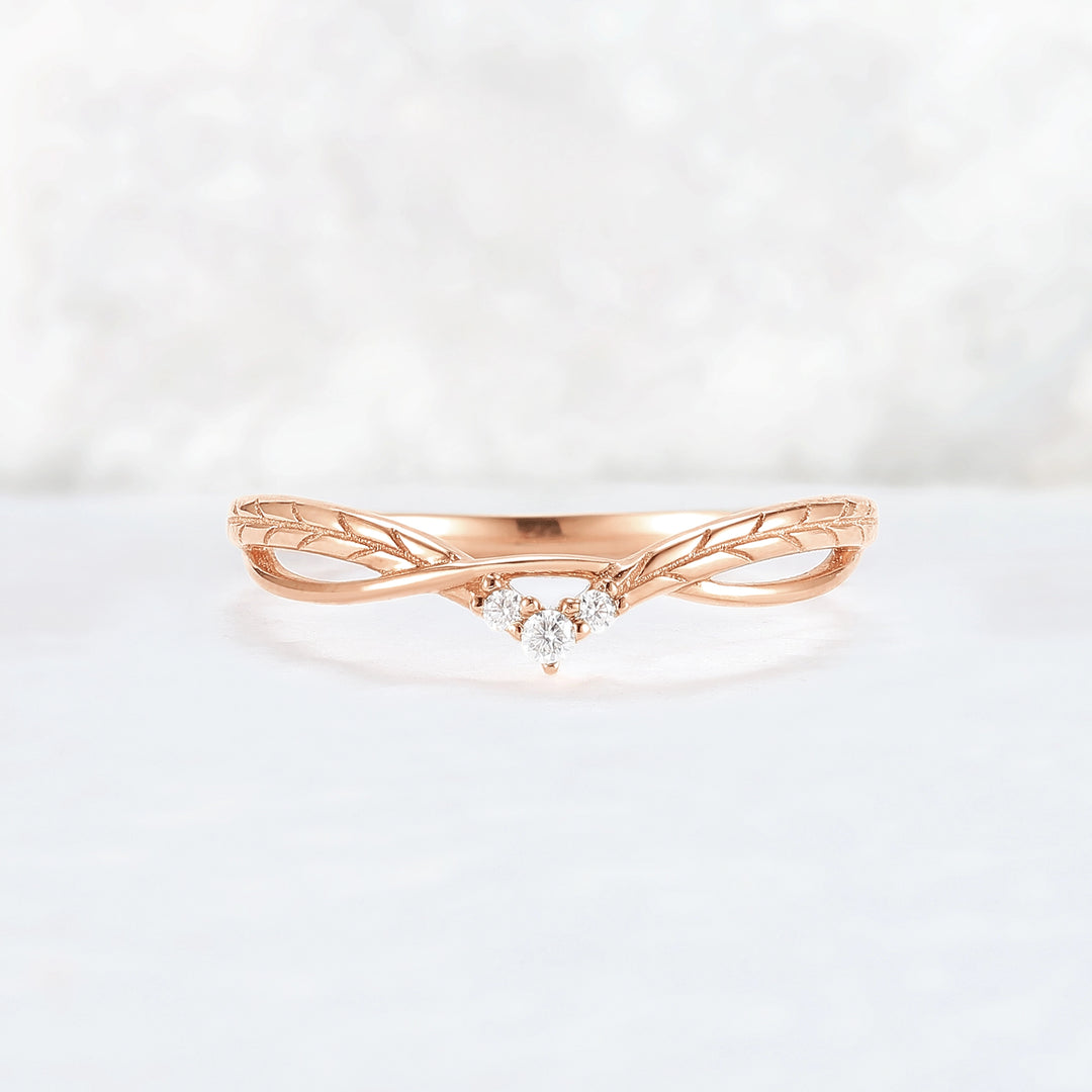 Nature Inspired Leaf Patterns and Vines Stacking Ring