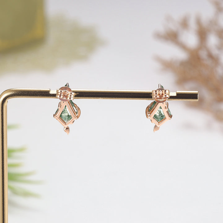 Nature Inspired Leafy Kite Cut Moss Agate Earrings Anniversary Gift for Her