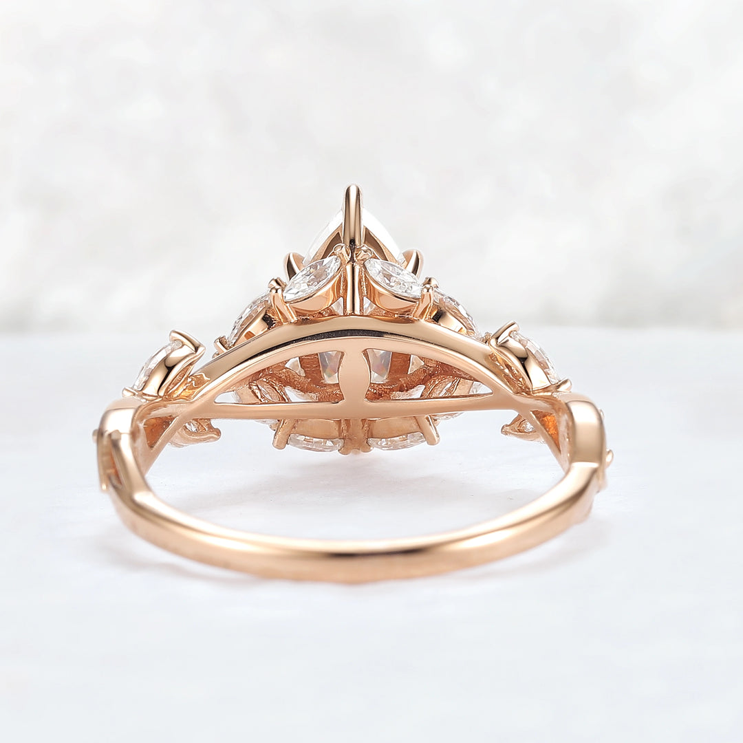 Nature Inspired Marquise Cut Moissanite Gemstone Ring