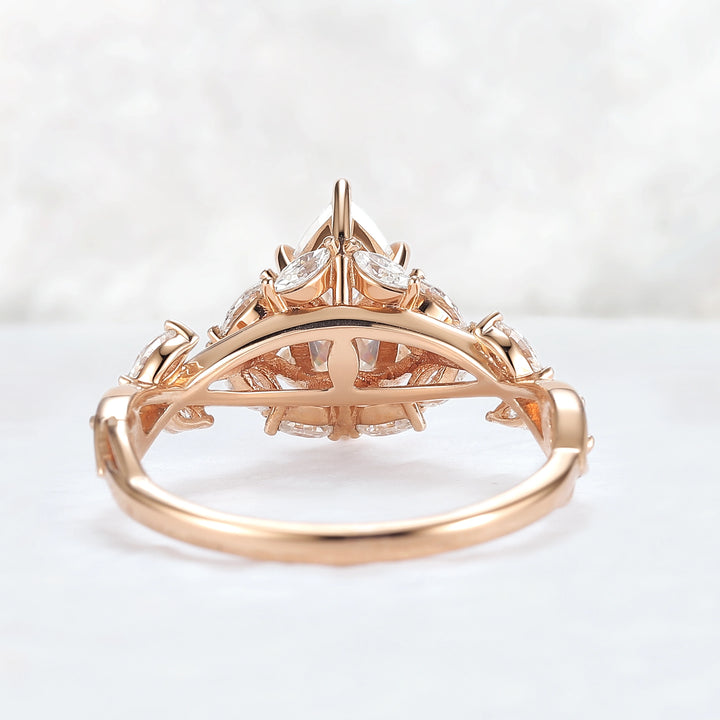 Nature Inspired Marquise Cut Moissanite Gemstone Ring