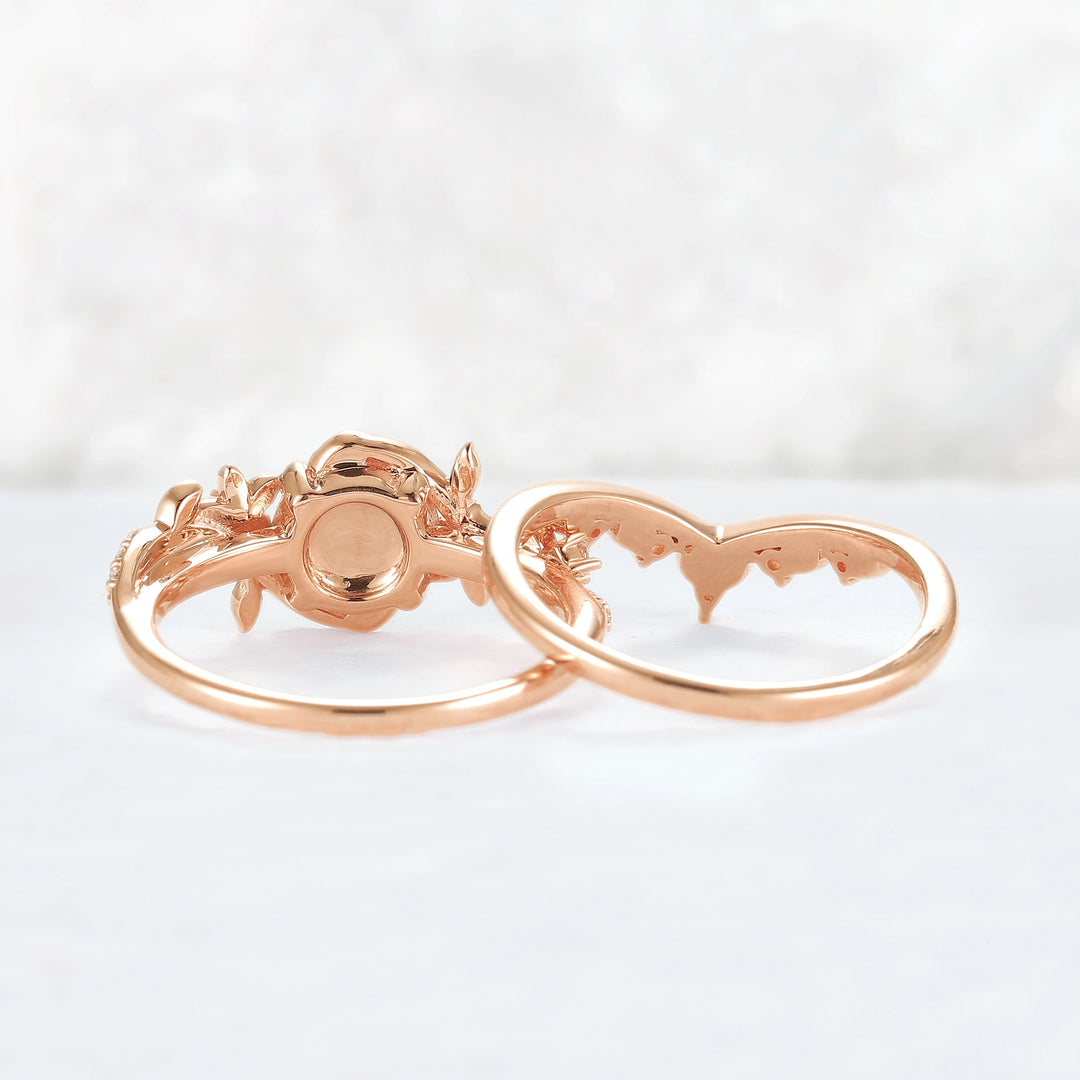 Nature Inspired Opal Flora & Leafy Gemstone Ring 2pcs