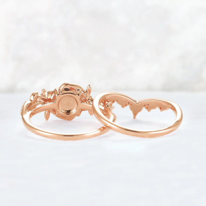 Nature Inspired Opal Flora & Leafy Gemstone Ring 2pcs