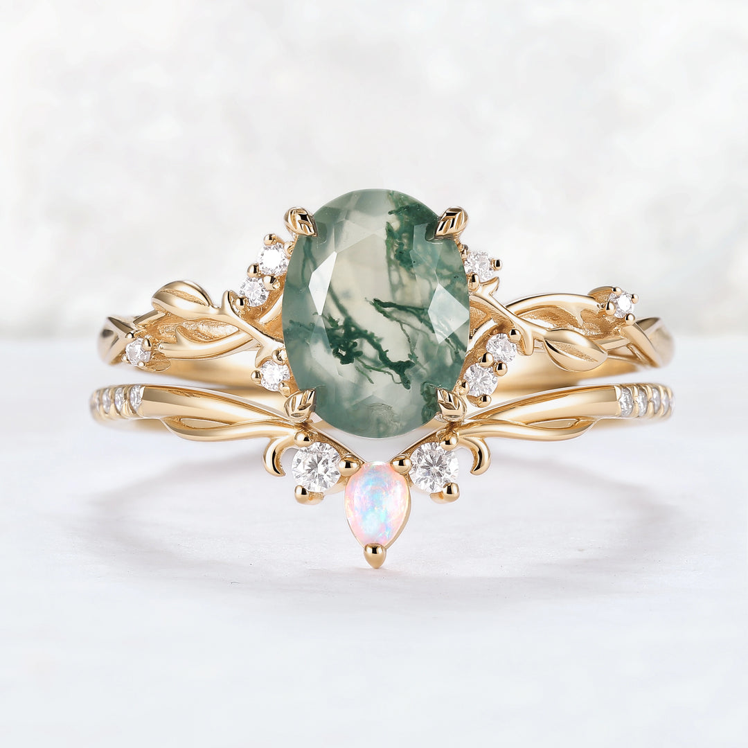 Nature_Inspired_Oval_Cut_Moss_Agate_Gemstone_Ring_Set_2pcs