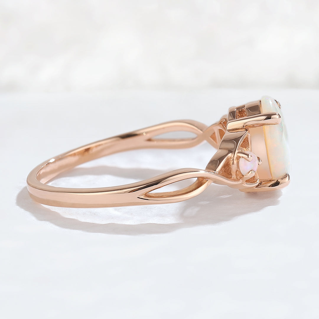 Nature Inspired Oval Opal Vine Twisted Gmenstone Ring