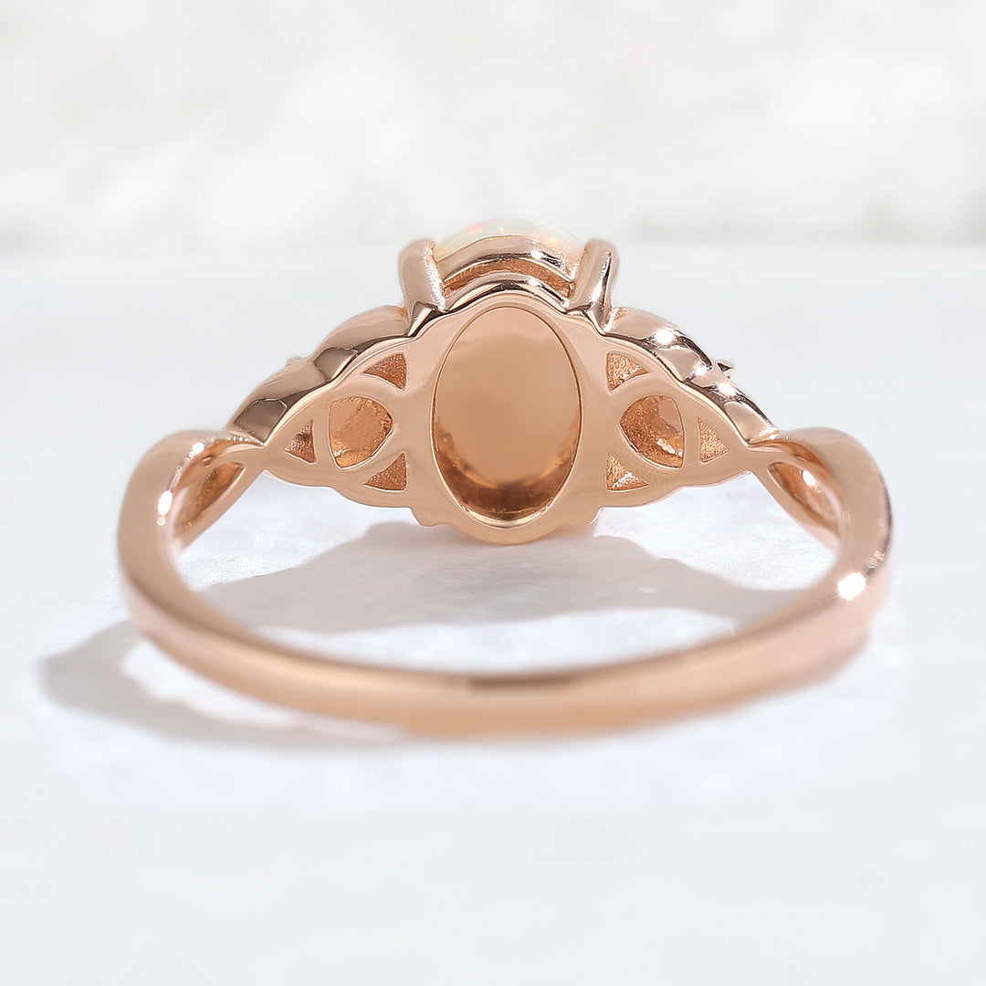 Nature Inspired Oval Opal Vine Twisted Gmenstone Ring