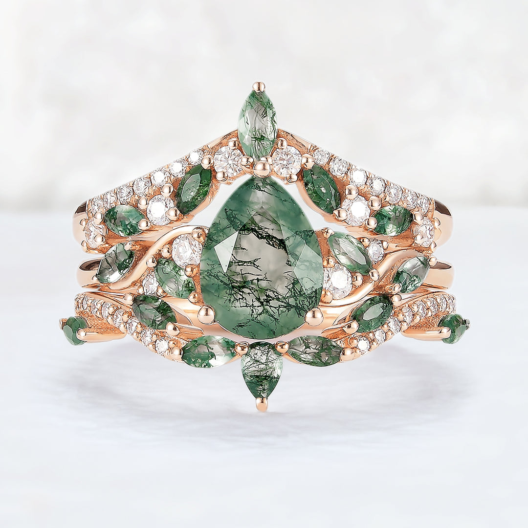 Nature_Inspired_Pear_Cut_Moss_Agate_Tree_Shaped_Engagement_Ring_Set_3pcs_4