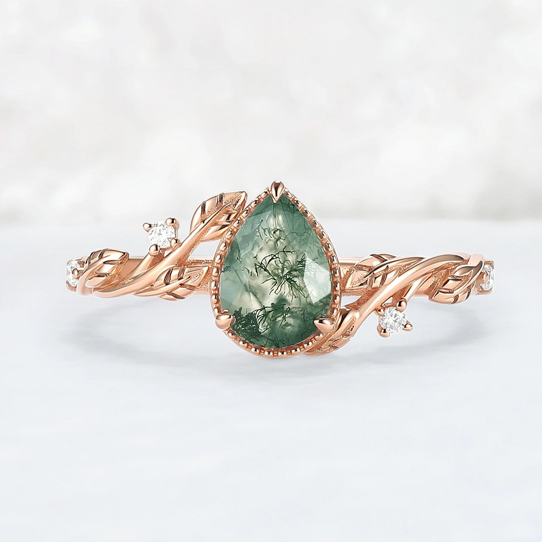 Nature_Inspired_Pear_Shaped_Moss_Agate_with_Moissanite_Leafy_Engagement_Ring_1