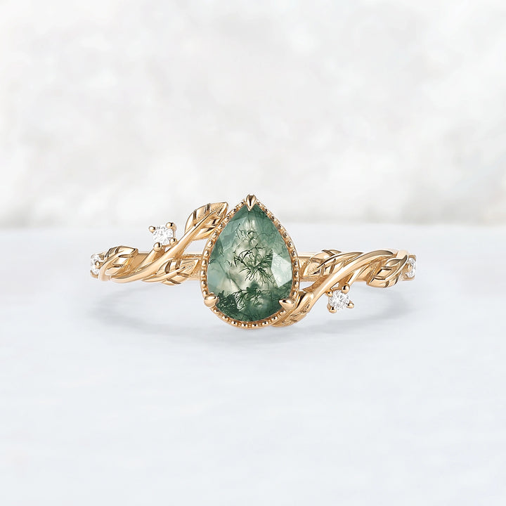 Nature_Inspired_Pear_Shaped_Moss_Agate_with_Moissanite_Leafy_Engagement_Ring_7