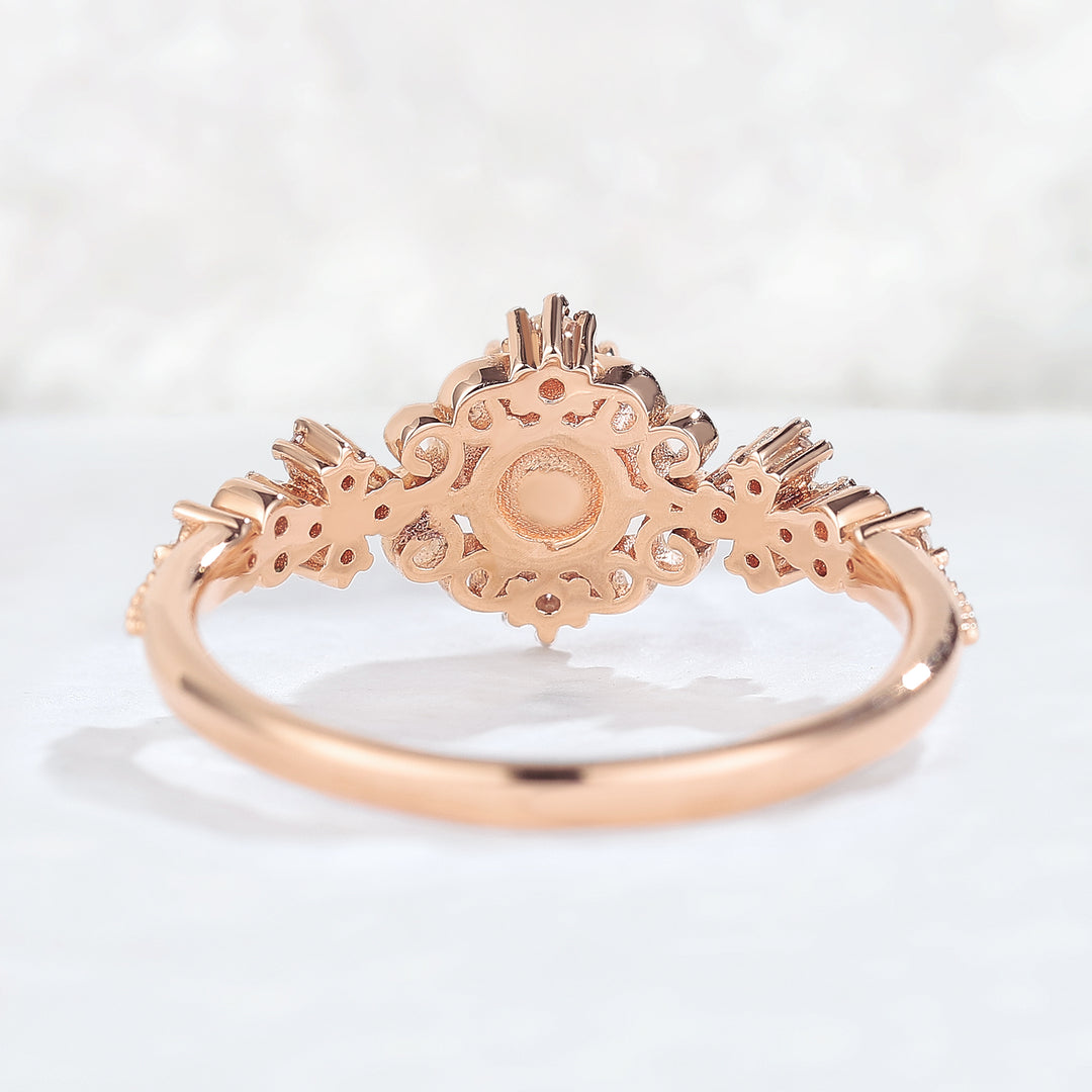 Nature Inspired Pearl and Moissanite Vine and Floral Gemstone Ring