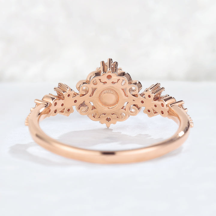 Nature Inspired Pearl and Moissanite Vine and Floral Gemstone Ring