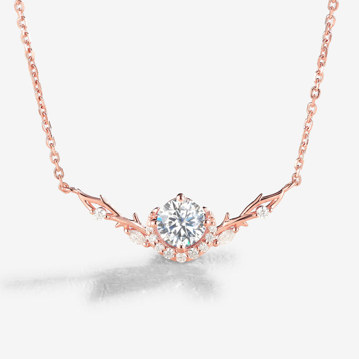 Nature Inspired Round Cut Moissanite Vine Necklace