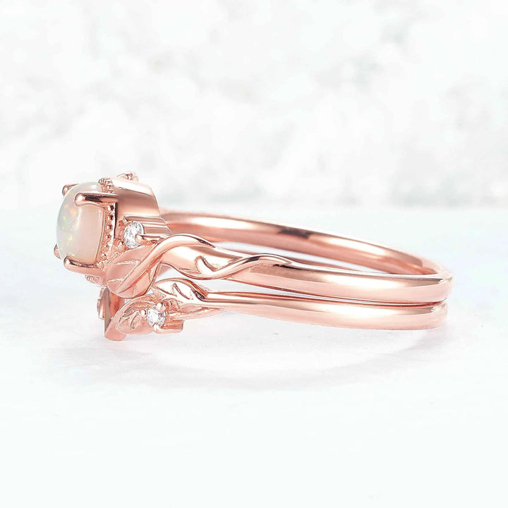 Nature Inspired Opal Flora & Leafy Gemstone Ring 2pcs