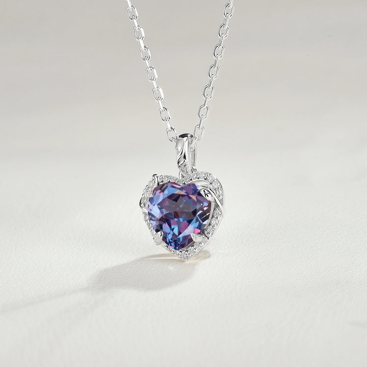 Nature Inspired Vine Heart Cut Alexandrite Pendant Necklace