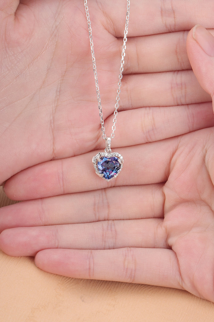 Nature Inspired Vine Heart Cut Alexandrite Pendant Necklace
