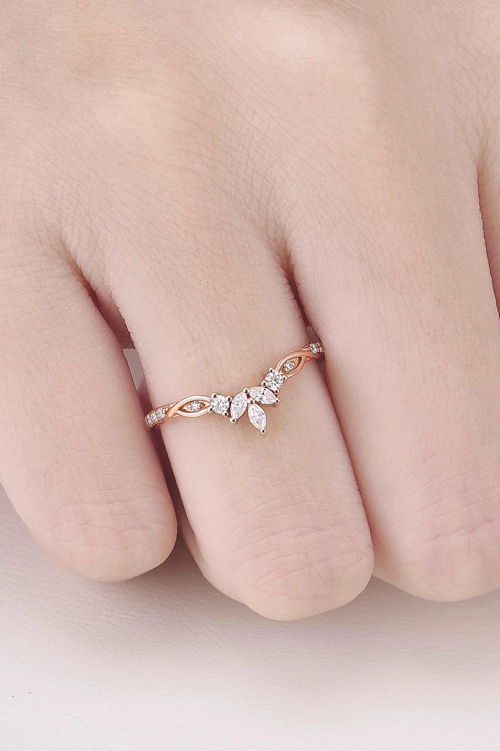 Nature Inspired Vine Twist Moissanite Stacking Ring