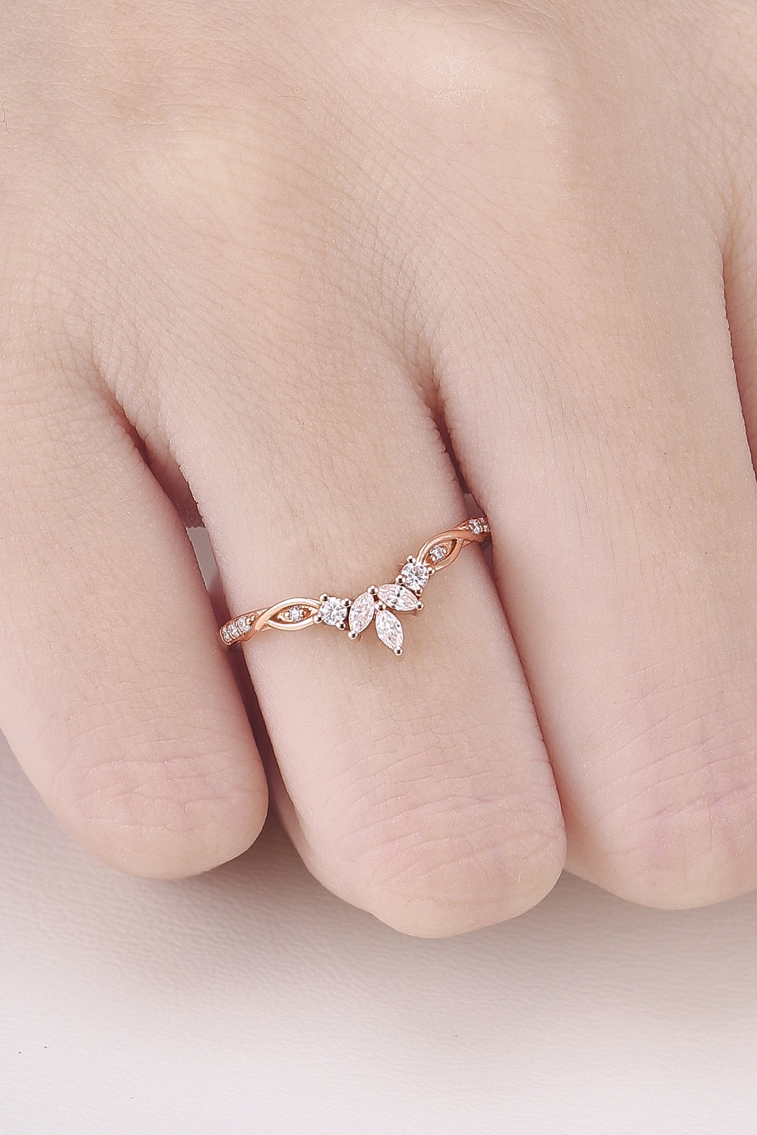 Nature Inspired Vine Twist Moissanite Stacking Ring