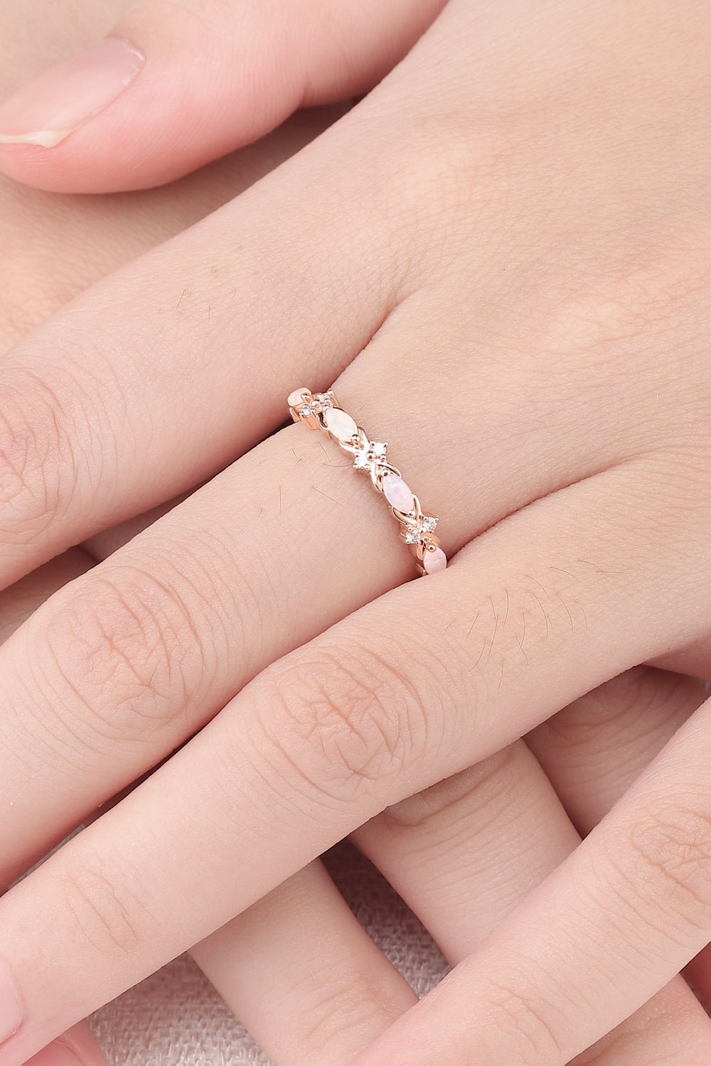 Nature_Marquise_Shaped_Opal_14k_Rose_Gold_Wedding_Band_1