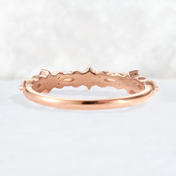 Nature Marquise Shaped Opal Rose Gold Stacking Ring