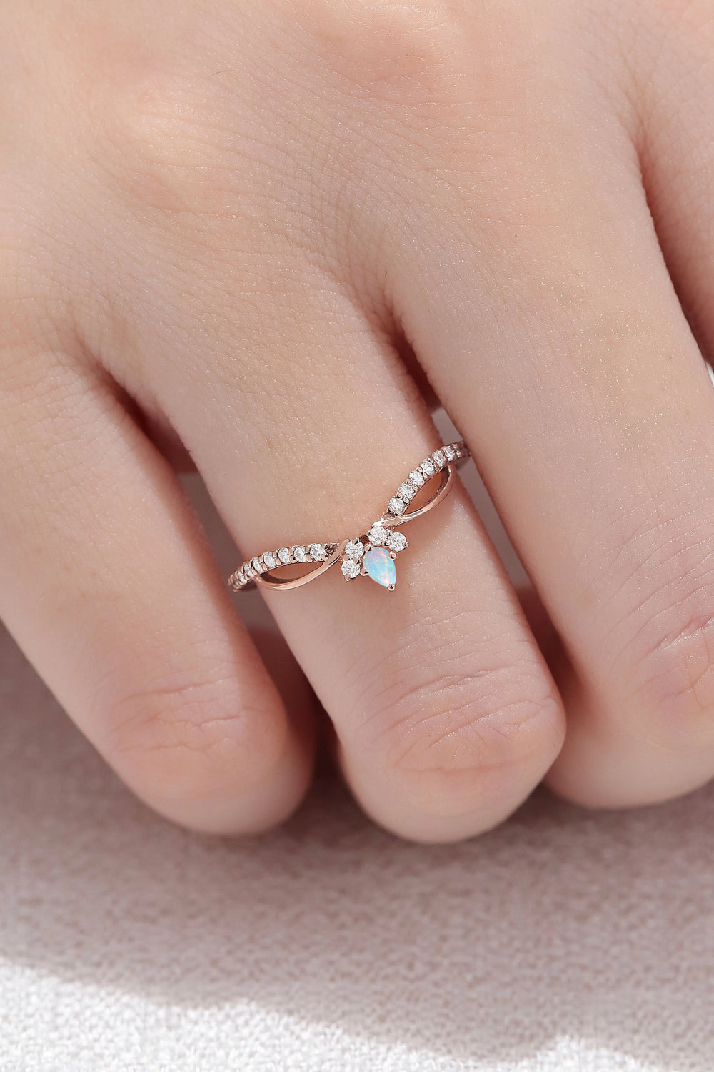 Nature Marquise Shaped Opal Vine Stacking Ring