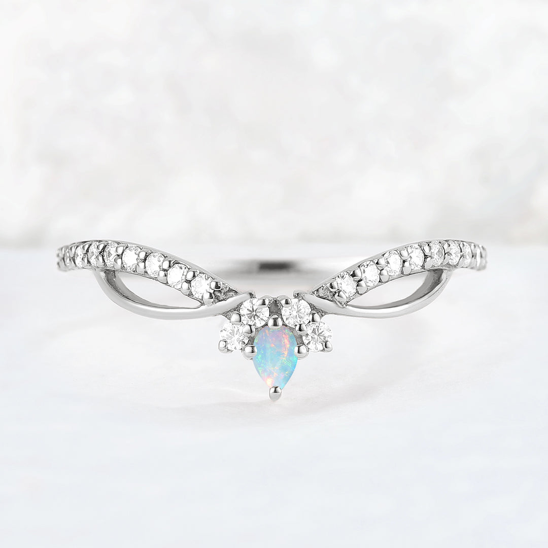 Nature Marquise Shaped Opal Vine Stacking Ring