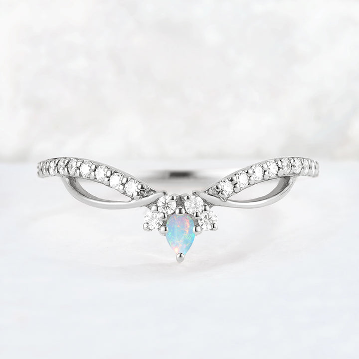 Nature Marquise Shaped Opal Vine Stacking Ring