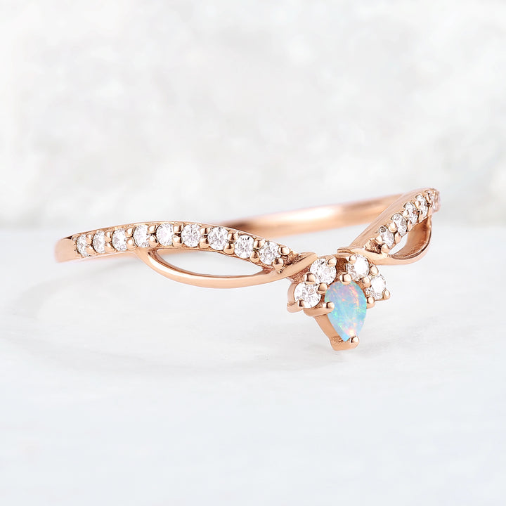 Nature Marquise Shaped Opal Vine Stacking Ring