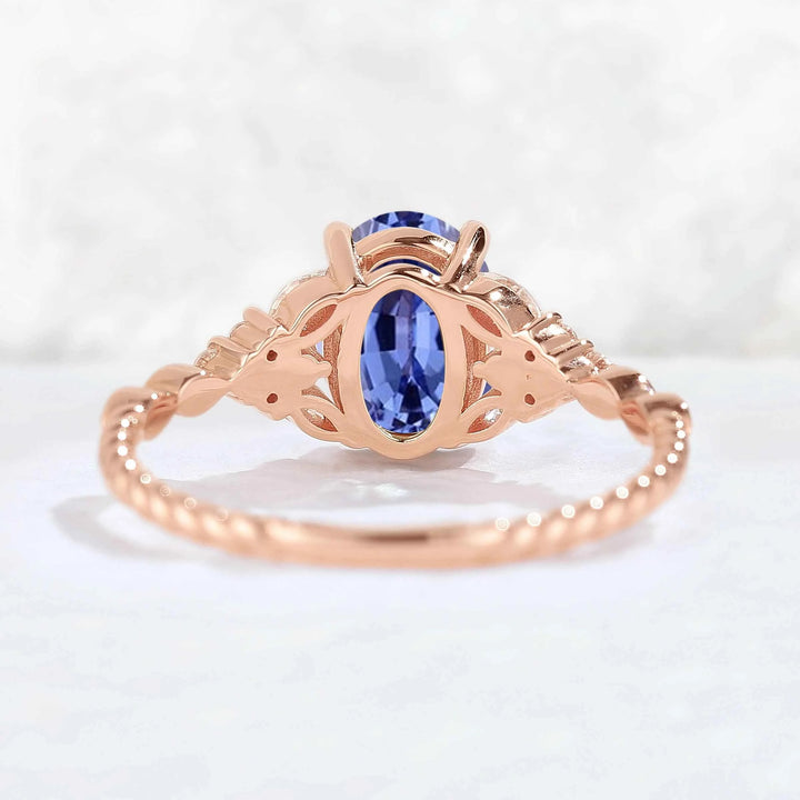 Cluster Oval Shaped Cornflower Sapphire  Gemstone Ring