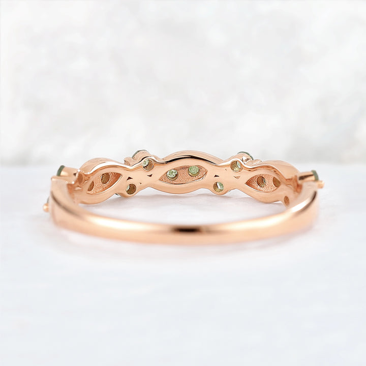 Nature Round Shaped Moss Agate Vine Stacking Ring