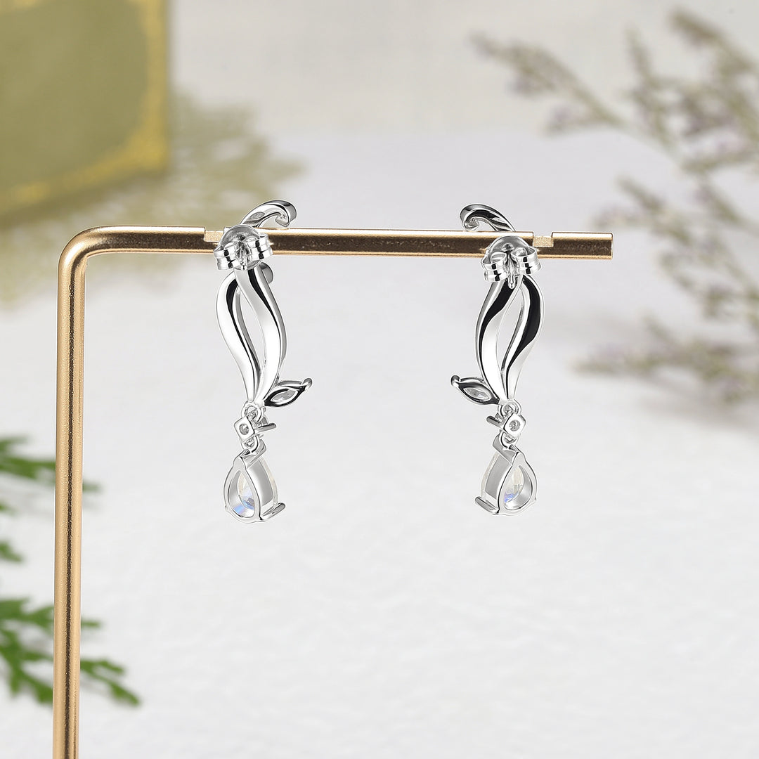 Pear Cut Moonstone Earrings Anniversary Gift for Her