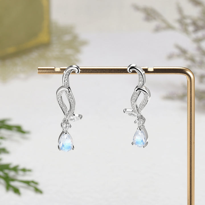 Pear Cut Moonstone Earrings Anniversary Gift for Her