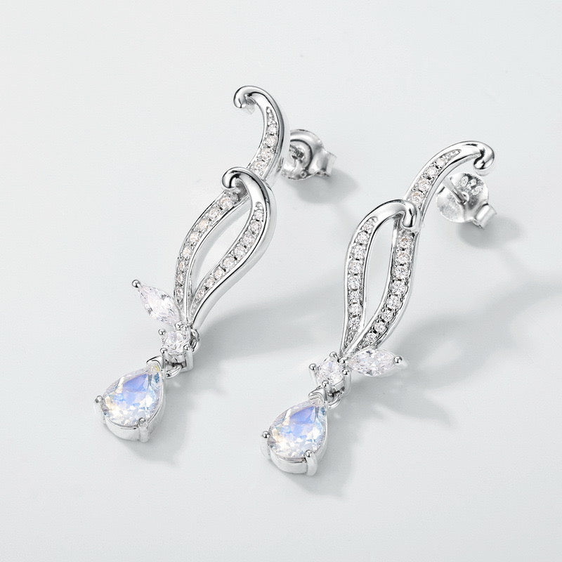 Pear Cut Moonstone Earrings Anniversary Gift for Her