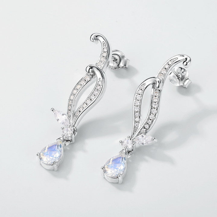 Pear Cut Moonstone Earrings Anniversary Gift for Her