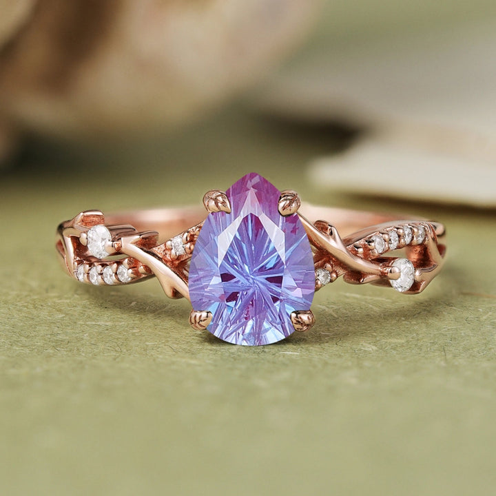 Princess Mononoke Fire Cut Alexandrite Vine Gemstone Ring