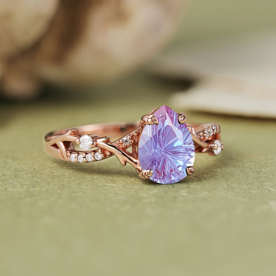 Princess Mononoke Fire Cut Alexandrite Vine Gemstone Ring