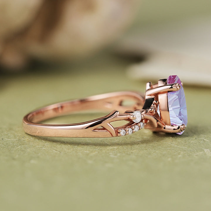 Princess Mononoke Fire Cut Alexandrite Vine Gemstone Ring