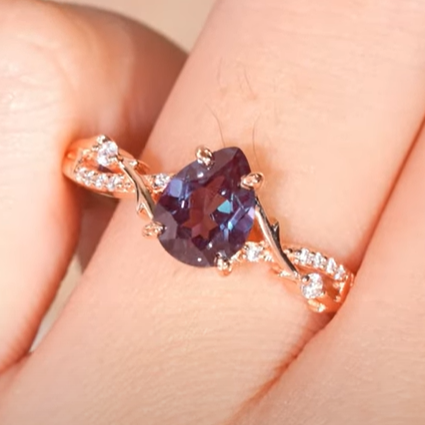 Princess Mononoke Pear Cut Alexandrite Vine Engagement Ring