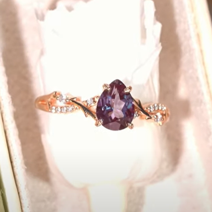 Princess Mononoke Pear Cut Alexandrite Vine Engagement Ring